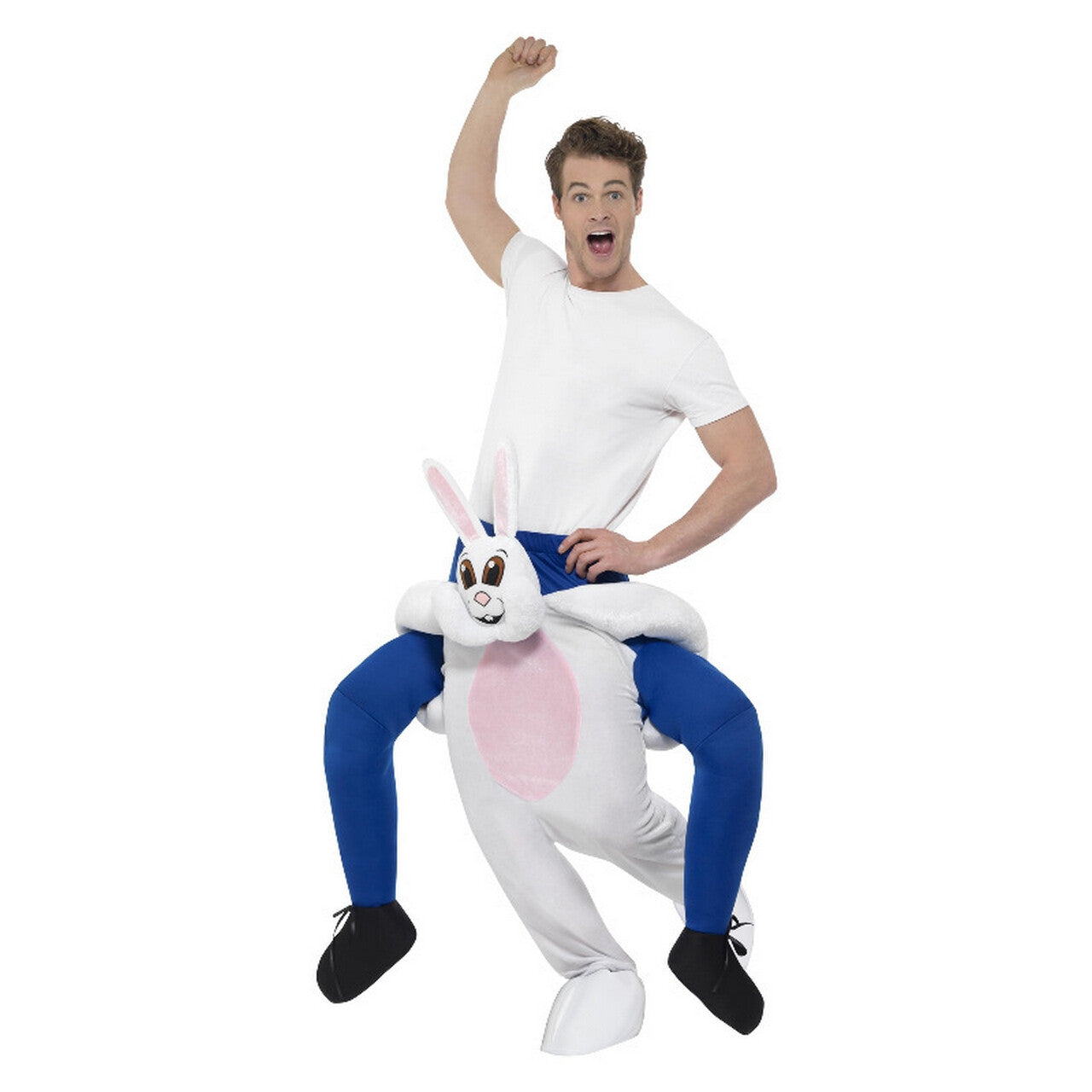 Op deze afbeelding zie je een Kostuums, van het merk Smiffy's. Op De Rug Van Een Wit Konijn Kostuum