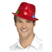 Op deze afbeelding zie je een Accessoires, van het merk Smiffy's. Pailletten Hoed Rood Met Lichtjes
