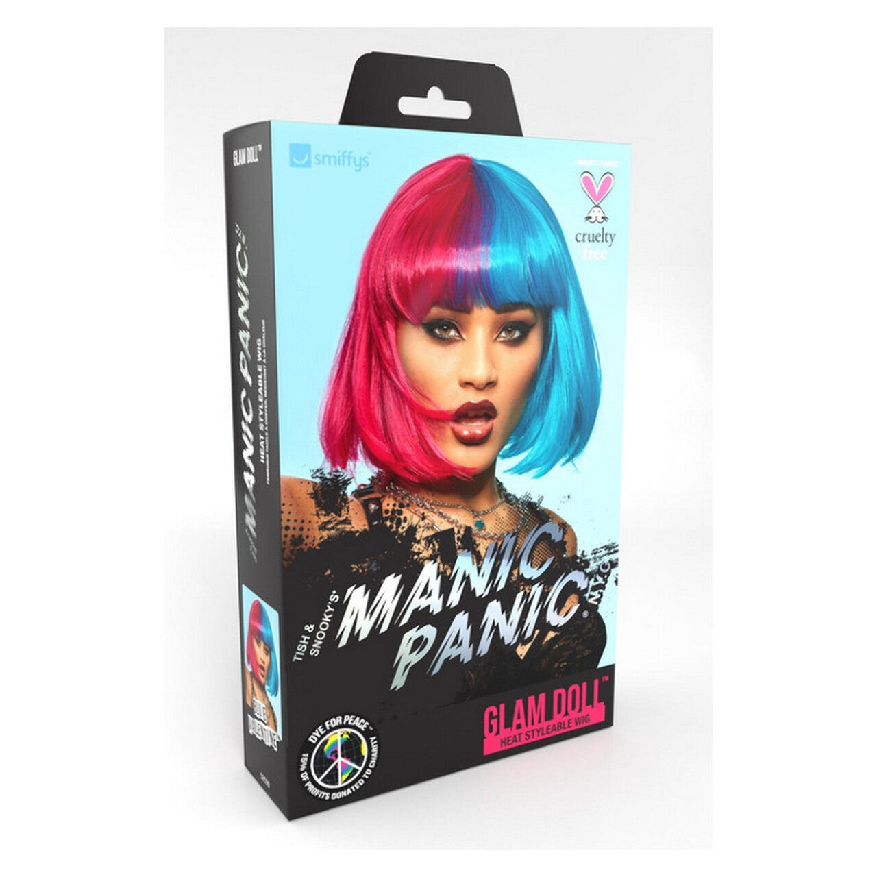 Op deze afbeelding zie je een Accessoires, van het merk Smiffy's. Blue Valentine Roze Blauw Pruik