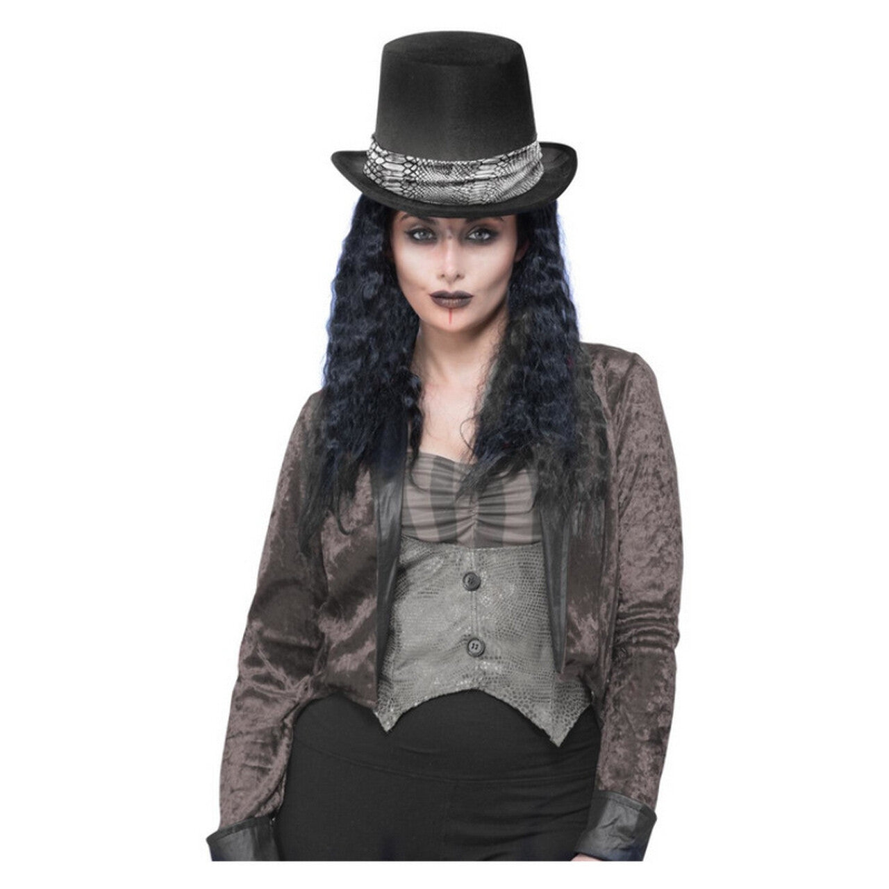 Op deze afbeelding zie je een Accessoires, van het merk Smiffy's. Gothic Rocker Hoed Met Slangenprint Lint