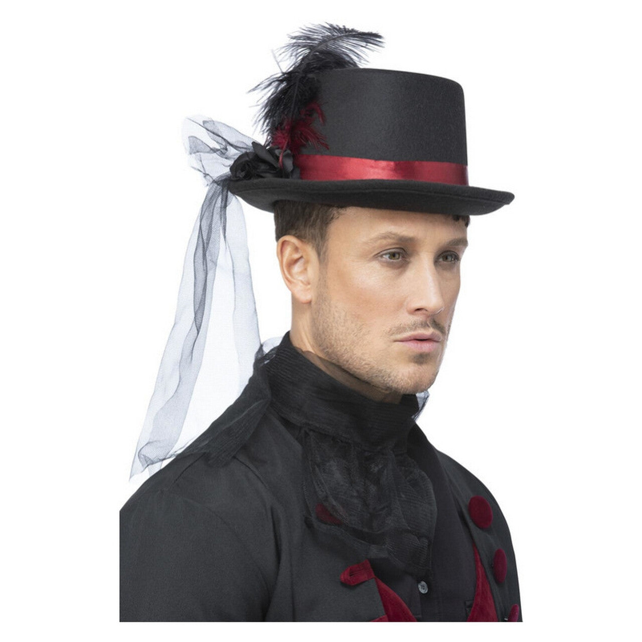 Op deze afbeelding zie je een Accessoires, van het merk Smiffy's. Master Vampier Hoed Met Tule