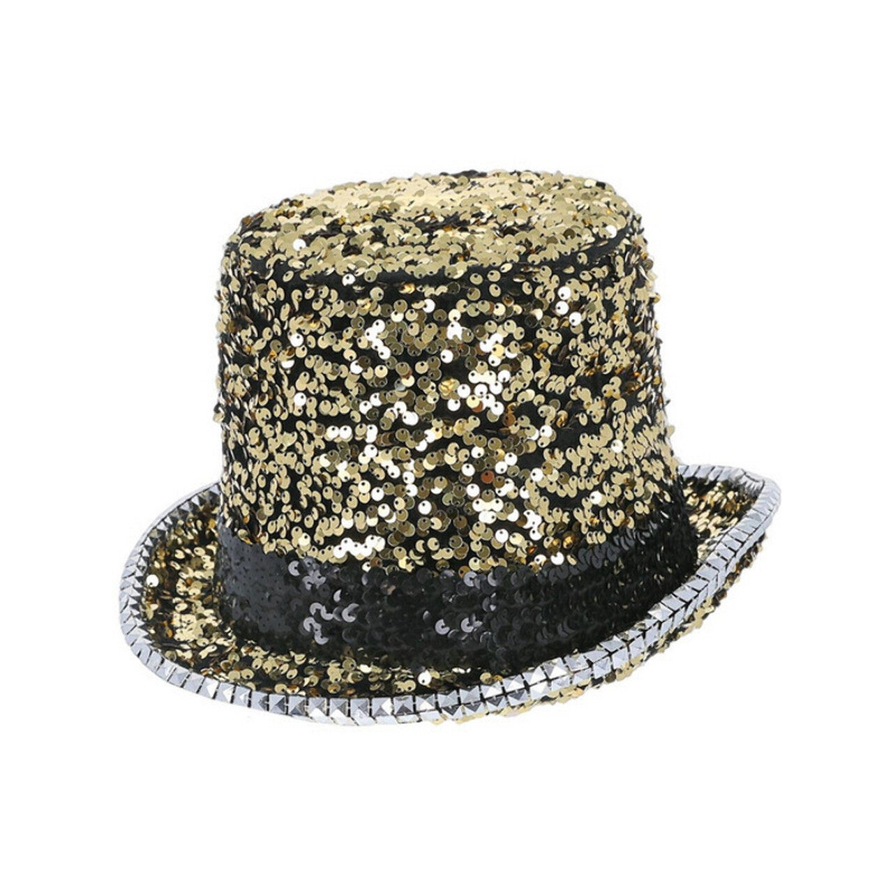 Op deze afbeelding zie je een Accessoires, van het merk Smiffy's. Pailletten Glinster Hoed Showmaster Goud Zwart