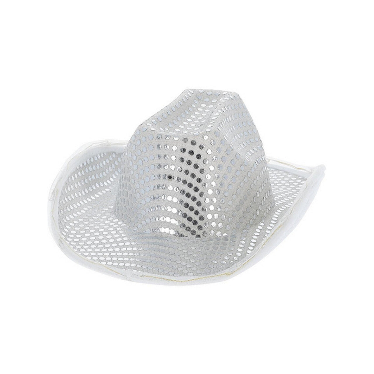 Op deze afbeelding zie je een Accessoires, van het merk Smiffy's. Led Licht Op Cowboy Hoed Zilver Met Pailletten
