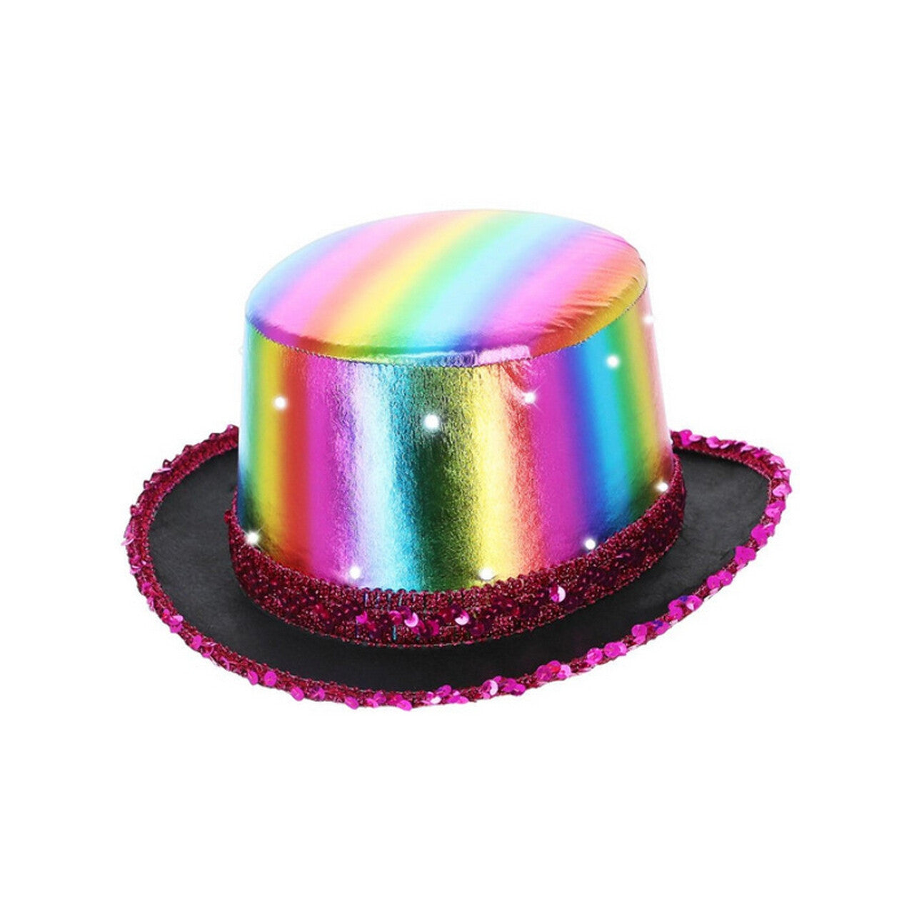 Op deze afbeelding zie je een Accessoires, van het merk Smiffy's. Led Licht Op Metallic Hoed Regenboog Showmaster
