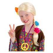 Op deze afbeelding zie je een Accessoires, van het merk Smiffy's. Prinses Hippie Pruik Vlecht Met Gekleurde Bloemen Kind