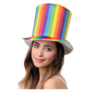 Op deze afbeelding zie je een Accessoires, van het merk Smiffy's. High Stripe Pride Hoed Regenboog