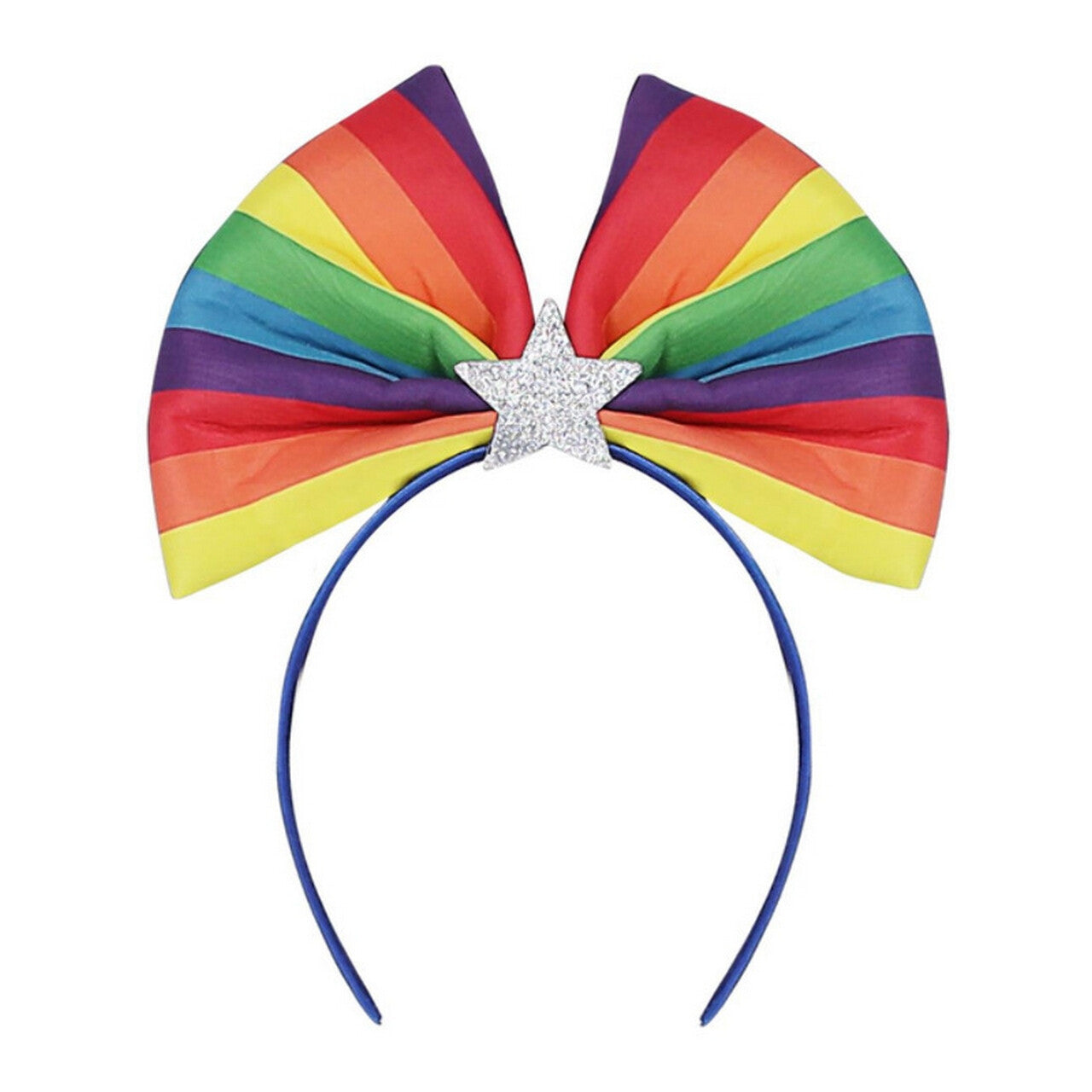 Op deze afbeelding zie je een Accessoires, van het merk Smiffy's. Regenboog Strik Haarband