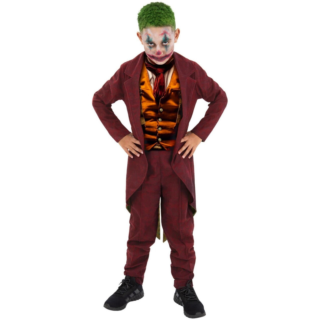 Op deze afbeelding zie je een Kostuums, van het merk Smiffy's. Batmans Joker Jongen Kostuum