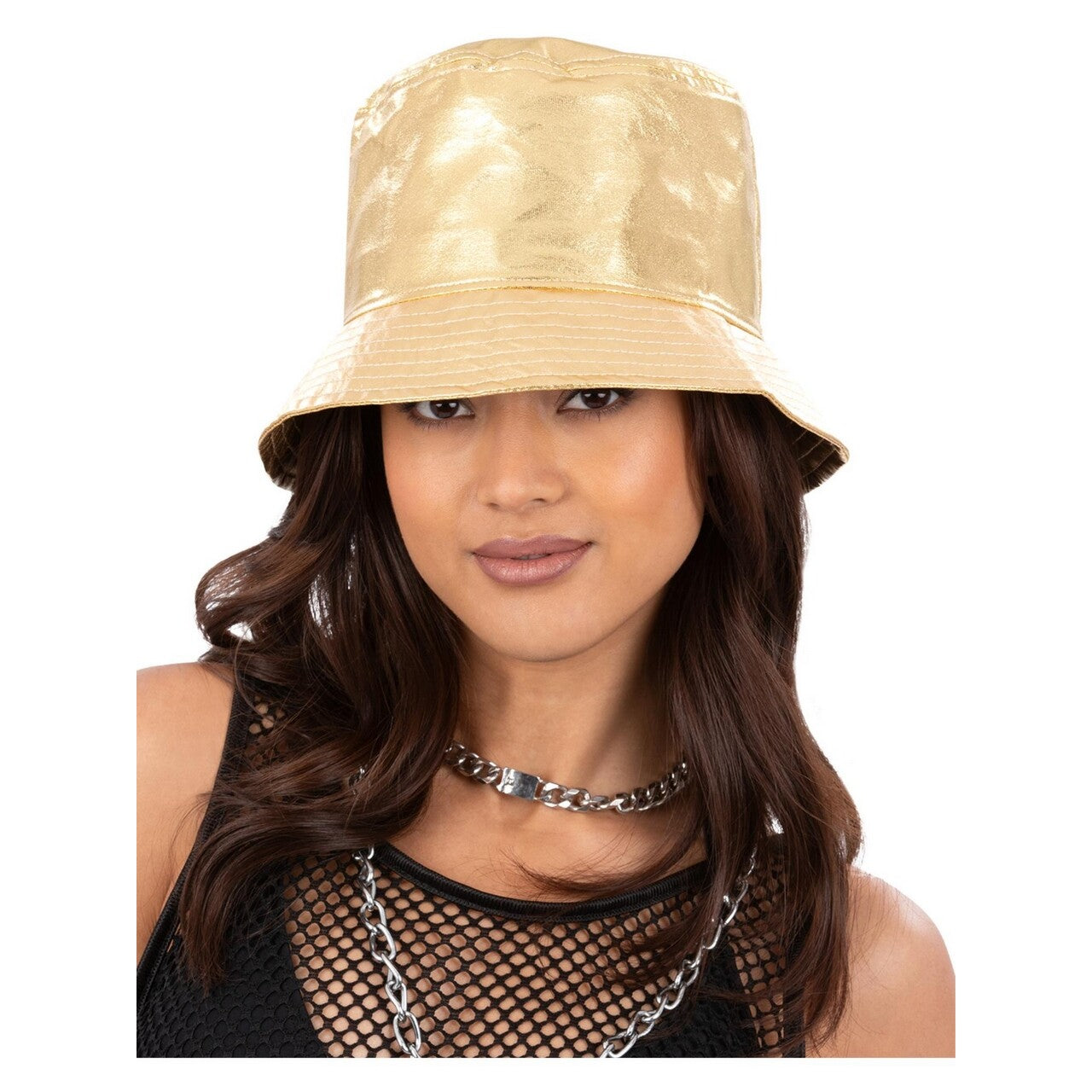 Op deze afbeelding zie je een Accessoires, van het merk Smiffy's. 90s Hip Hop Festival Hoed Goud