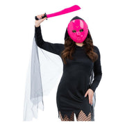 Op deze afbeelding zie je een Accessoires, van het merk Smiffy's. Set Roze Hockeymasker En Kapmes