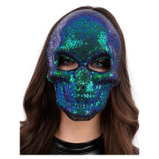 Op deze afbeelding zie je een Accessoires, van het merk Smiffy's. Pailletten Schedel Masker Groen-Blauw