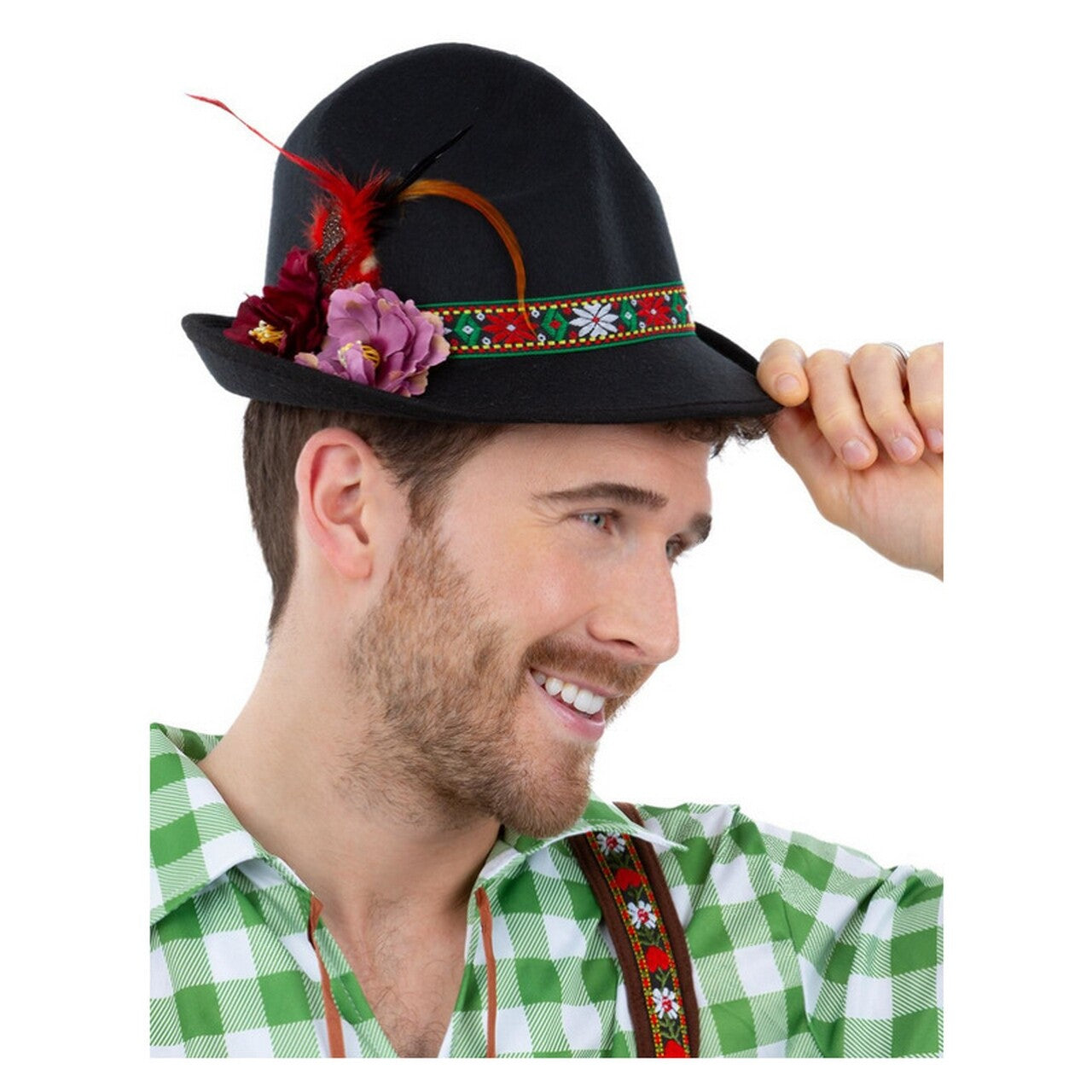 Op deze afbeelding zie je een Accessoires, van het merk Smiffy's. Trenker Hoed Met Bloemen Zwart