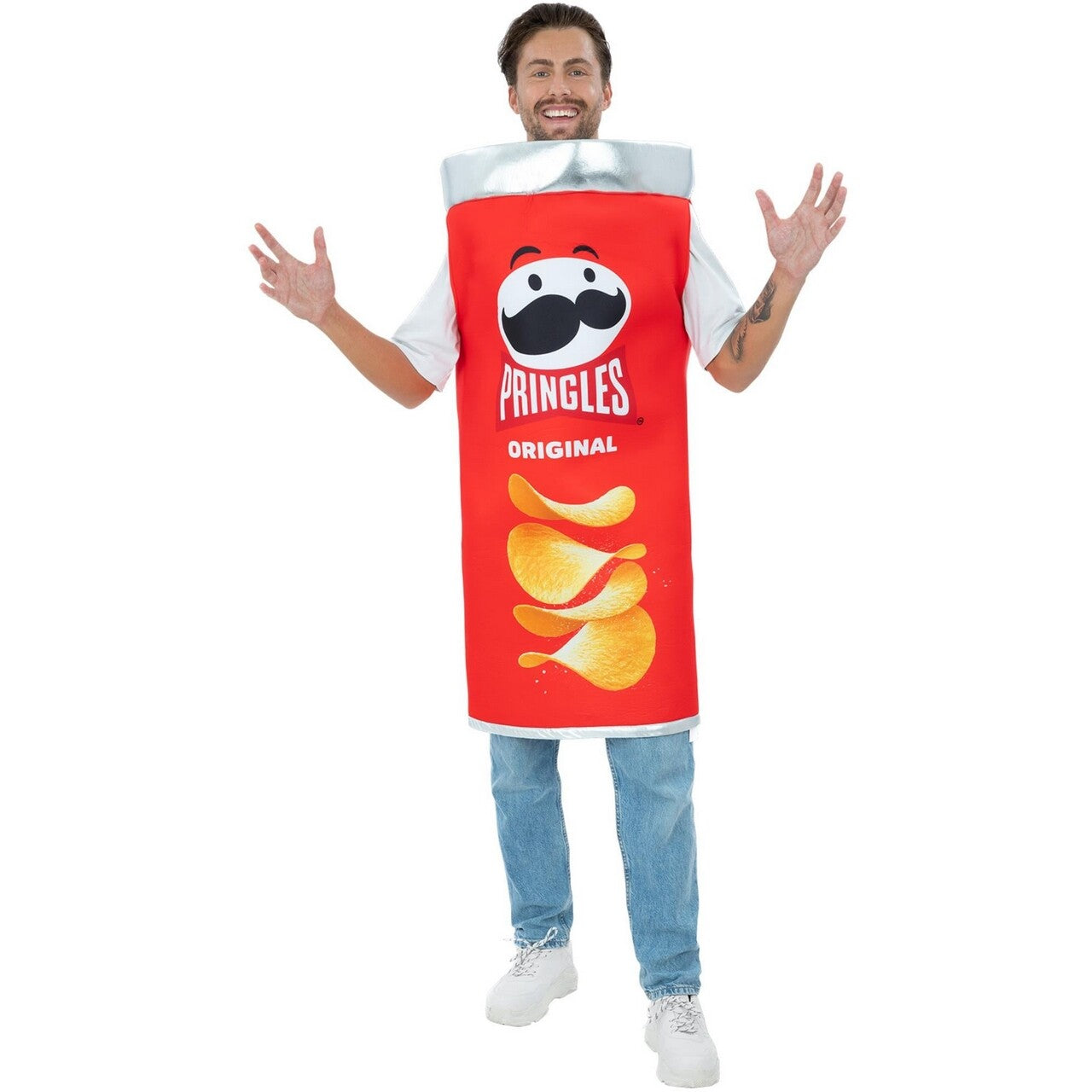Op deze afbeelding zie je een Kostuums, van het merk Smiffy's. Pringles Chips Naturel Kostuum