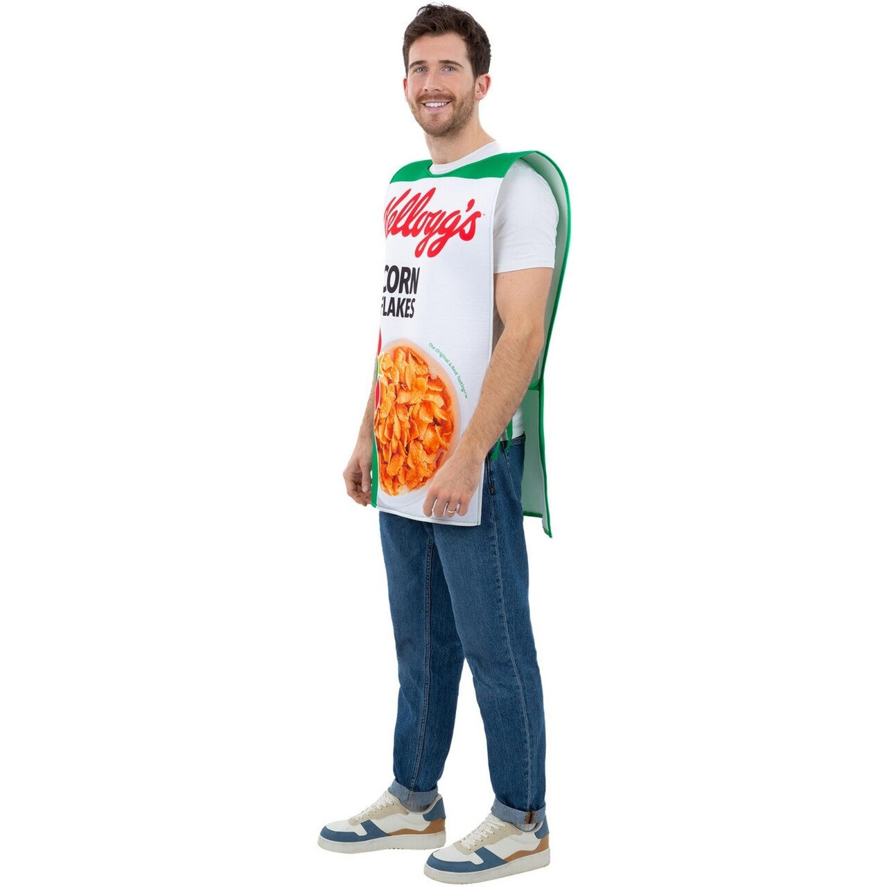 Op deze afbeelding zie je een Kostuums, van het merk Smiffy's. Kelloggs Corn Flakes Cereal Box Kostuum
