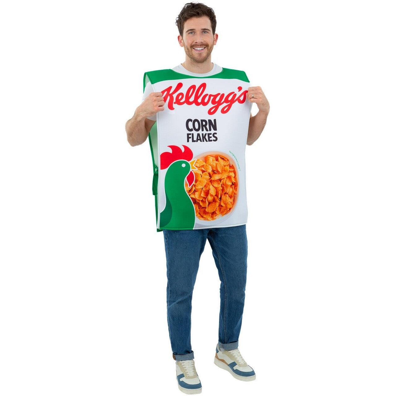 Op deze afbeelding zie je een Kostuums, van het merk Smiffy's. Kelloggs Corn Flakes Cereal Box Kostuum