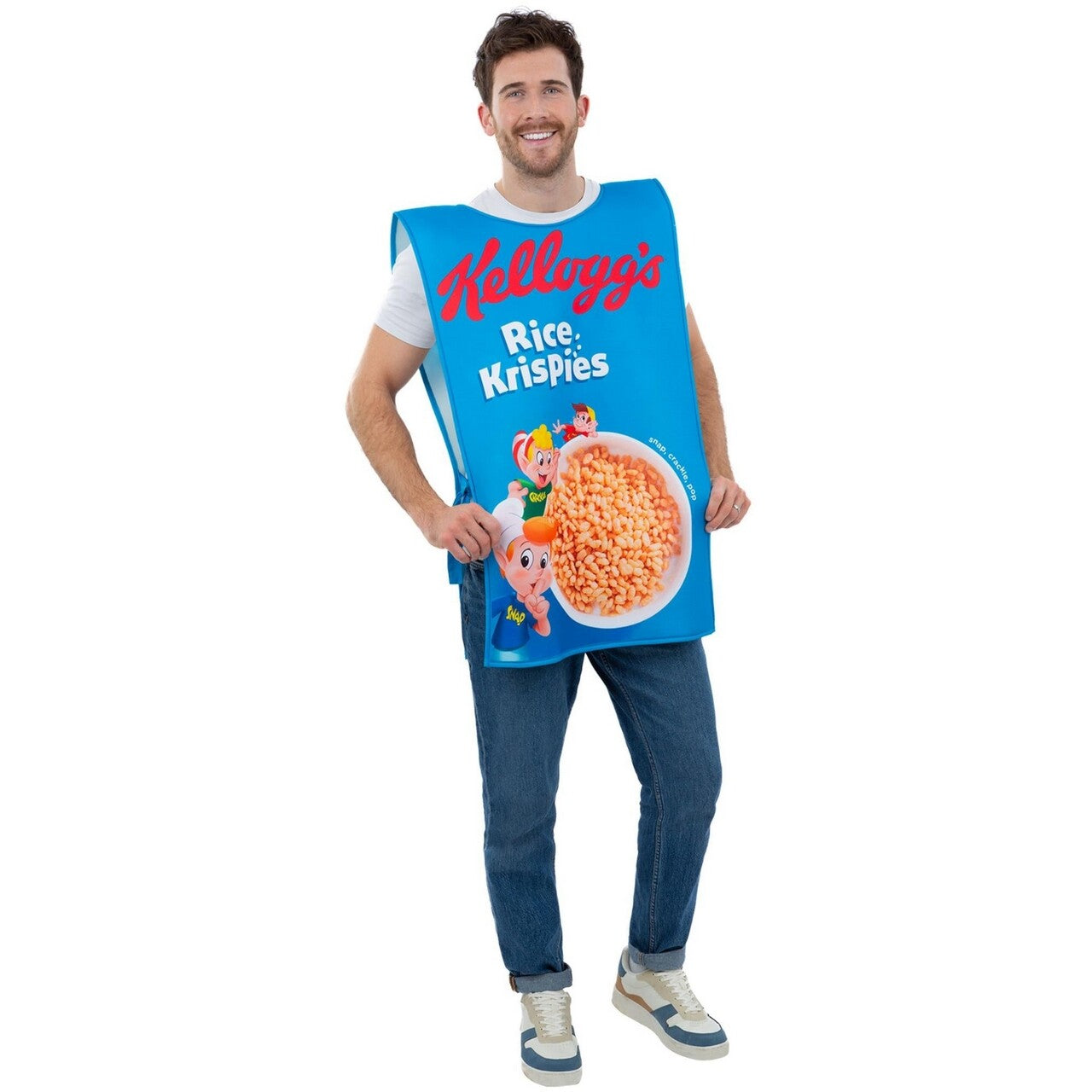 Op deze afbeelding zie je een Kostuums, van het merk Smiffy's. Kelloggs Rice Krispies Cereal Box Kostuum