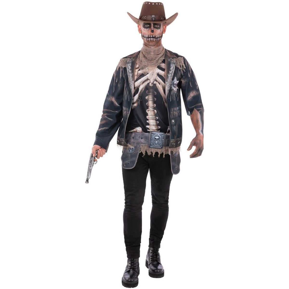 Op deze afbeelding zie je een Kostuums, van het merk Smiffy's. Zombie Cowboy Carlo Man Kostuum