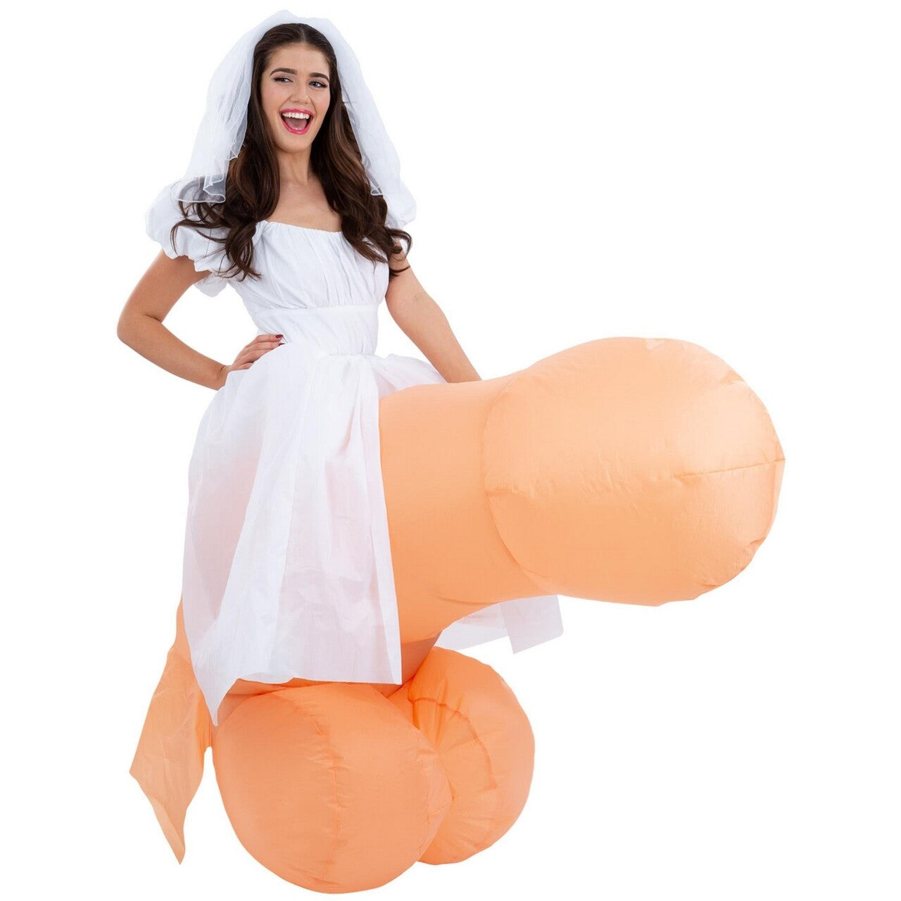 Op deze afbeelding zie je een Kostuums, van het merk Smiffy's. Bruid Op Een Piemelkanon Vrouw Kostuum