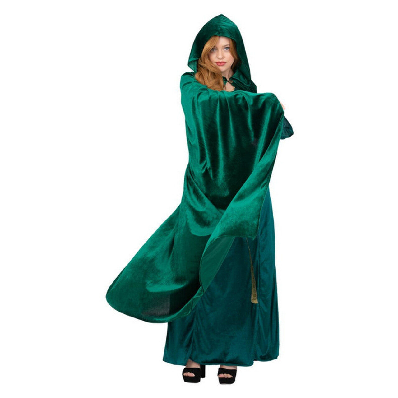 Op deze afbeelding zie je een Kostuums, van het merk Smiffy's. Luxe Groene Cape Dame Van Adel Norah Vrouw