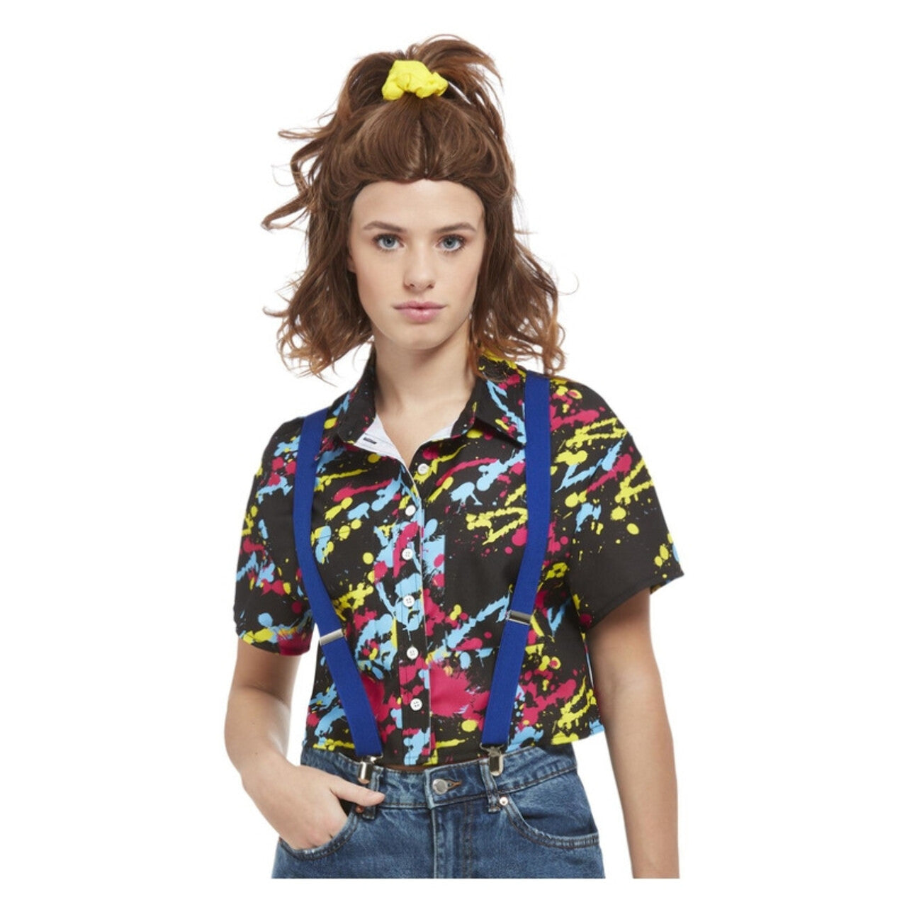 Op deze afbeelding zie je een Kostuums, van het merk Smiffy's. 80s Fout Verfspetter Hemd Vrouw