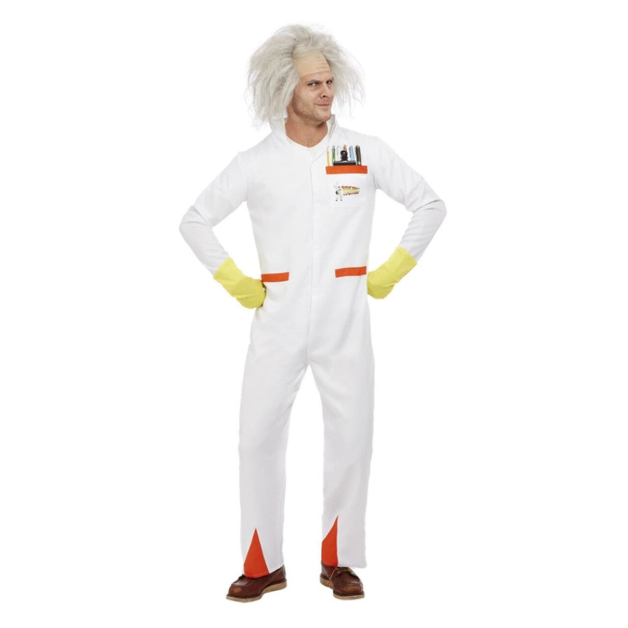 Op deze afbeelding zie je een Kostuums, van het merk Smiffy's. Back To The Future Doc Man Kostuum