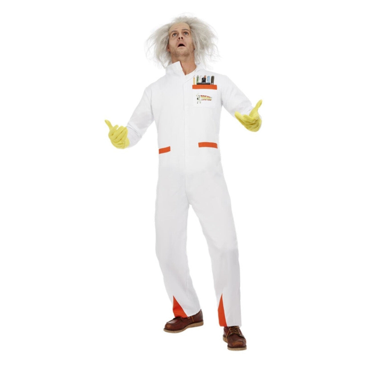 Op deze afbeelding zie je een Kostuums, van het merk Smiffy's. Back To The Future Doc Man Kostuum