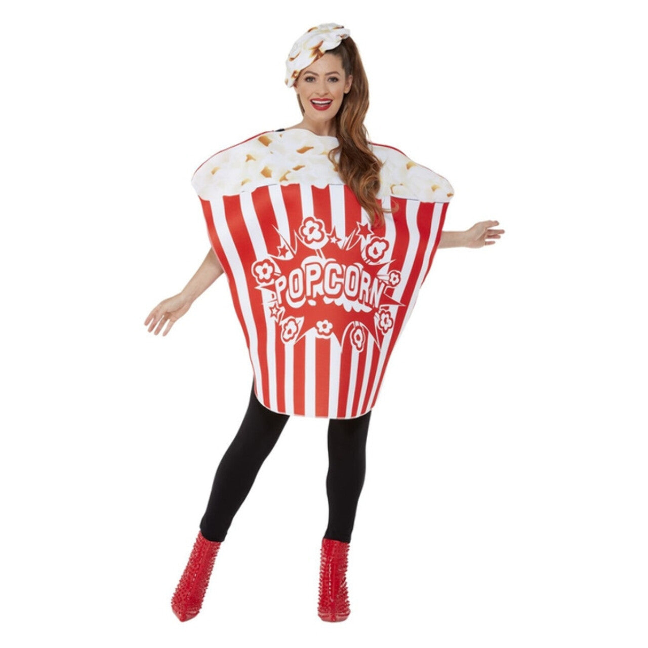 Op deze afbeelding zie je een Kostuums, van het merk Smiffy's. Popcorn Bak Kostuum Vrouw