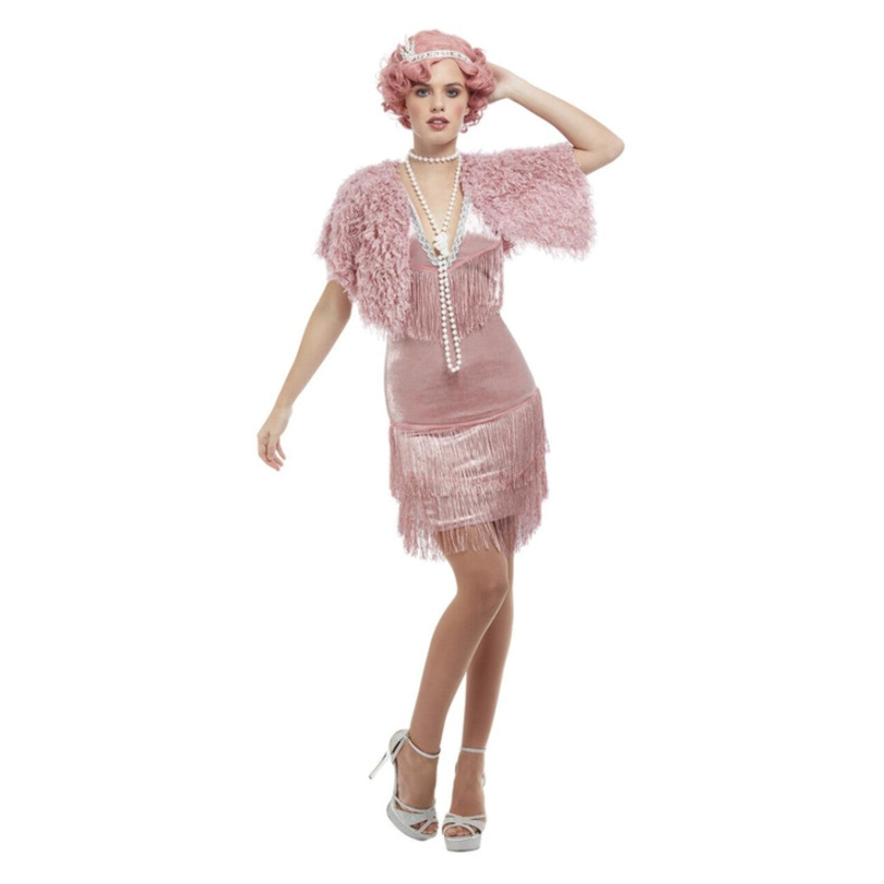 Op deze afbeelding zie je een Kostuums, van het merk Smiffy's. Jaren 20 Roze Flapper Jurk Rachel Vrouw