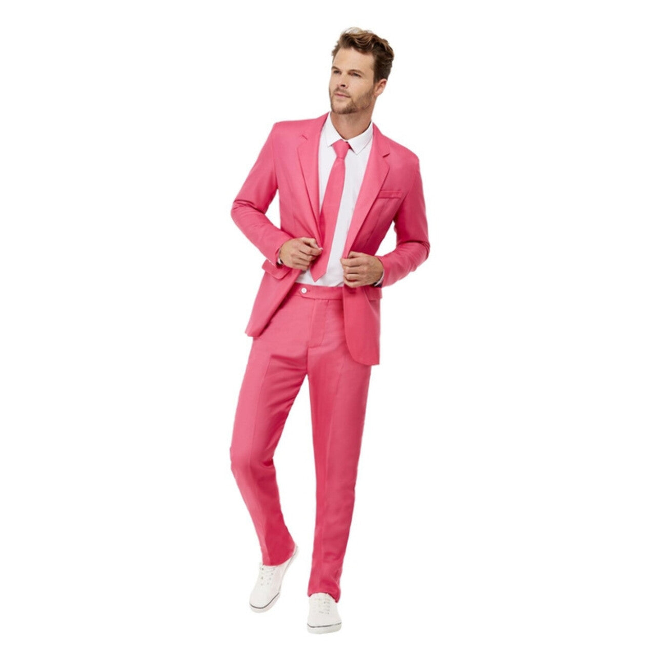 Op deze afbeelding zie je een Kostuums, van het merk Smiffy's. Lover Roze Kostuum Met Das Man