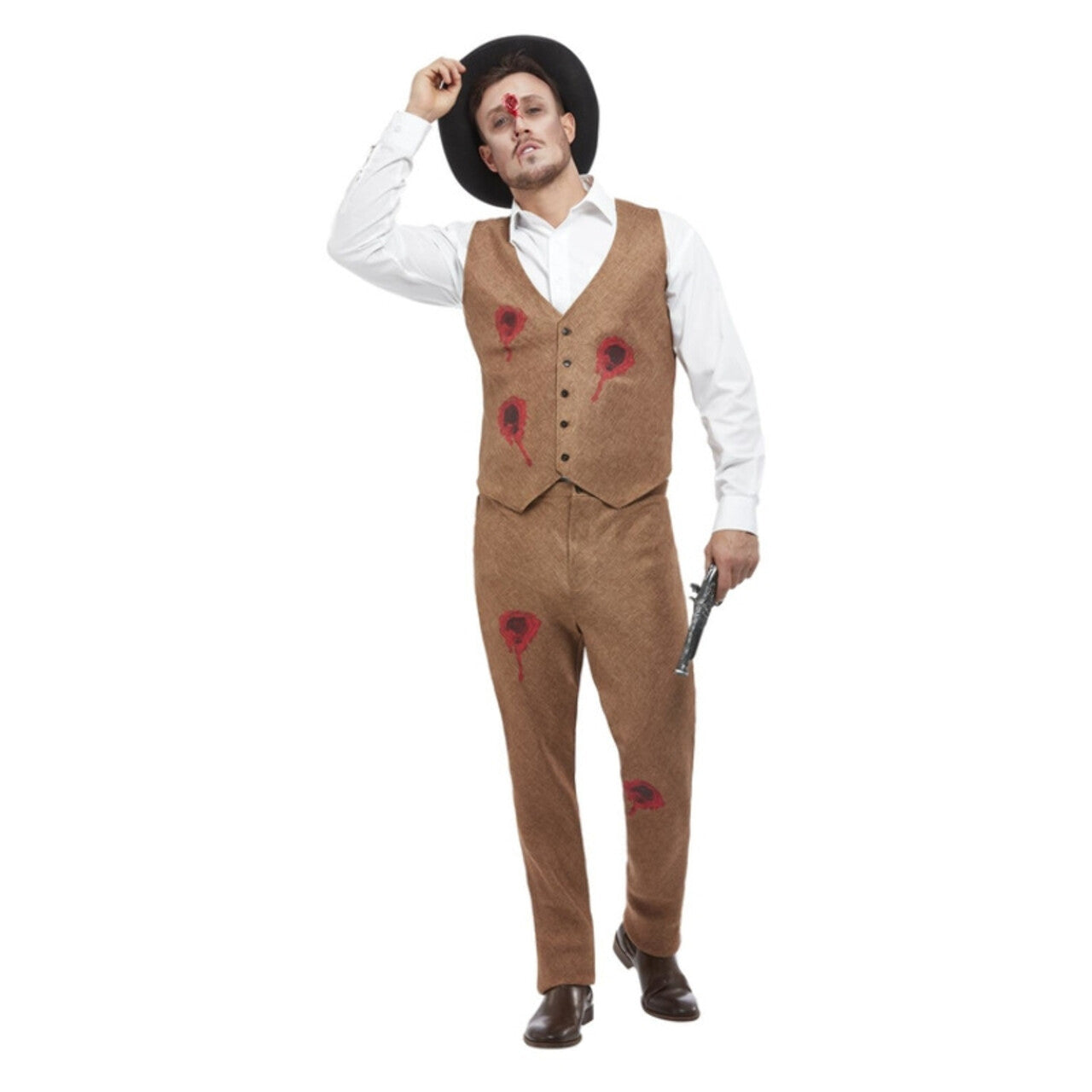 Op deze afbeelding zie je een Kostuums, van het merk Smiffy's. Neergeschoten Gangster Clyde Man Kostuum
