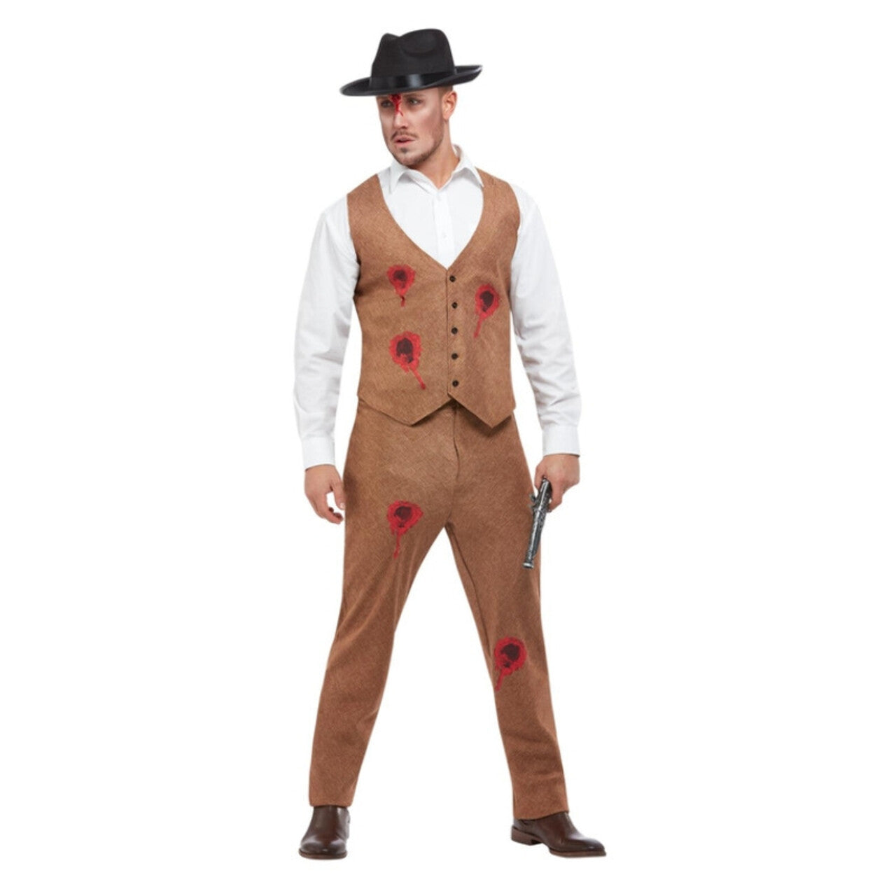 Op deze afbeelding zie je een Kostuums, van het merk Smiffy's. Neergeschoten Gangster Clyde Man Kostuum