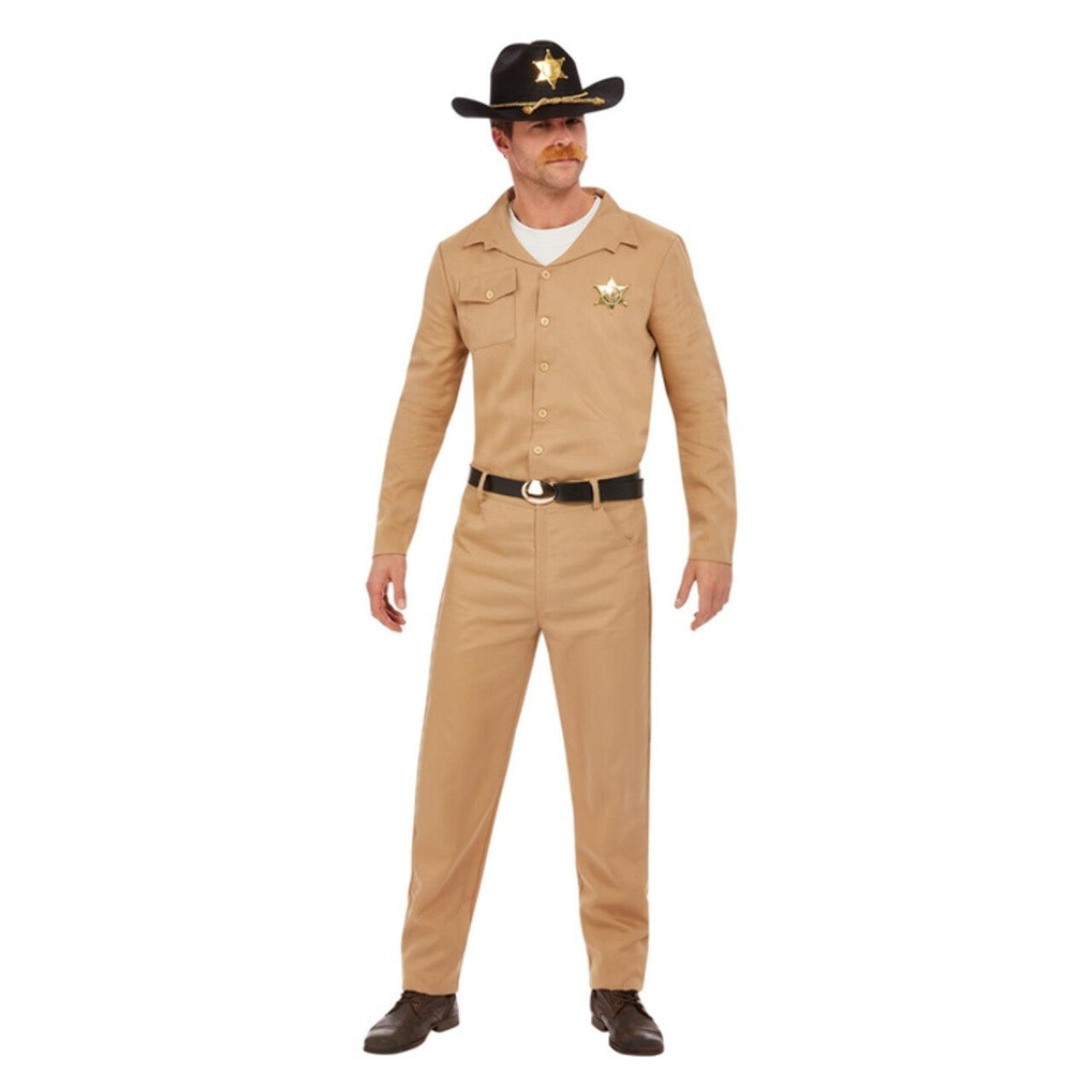 Op deze afbeelding zie je een Kostuums, van het merk Smiffy's. 80s Zandkleurige Sheriff Man Kostuum