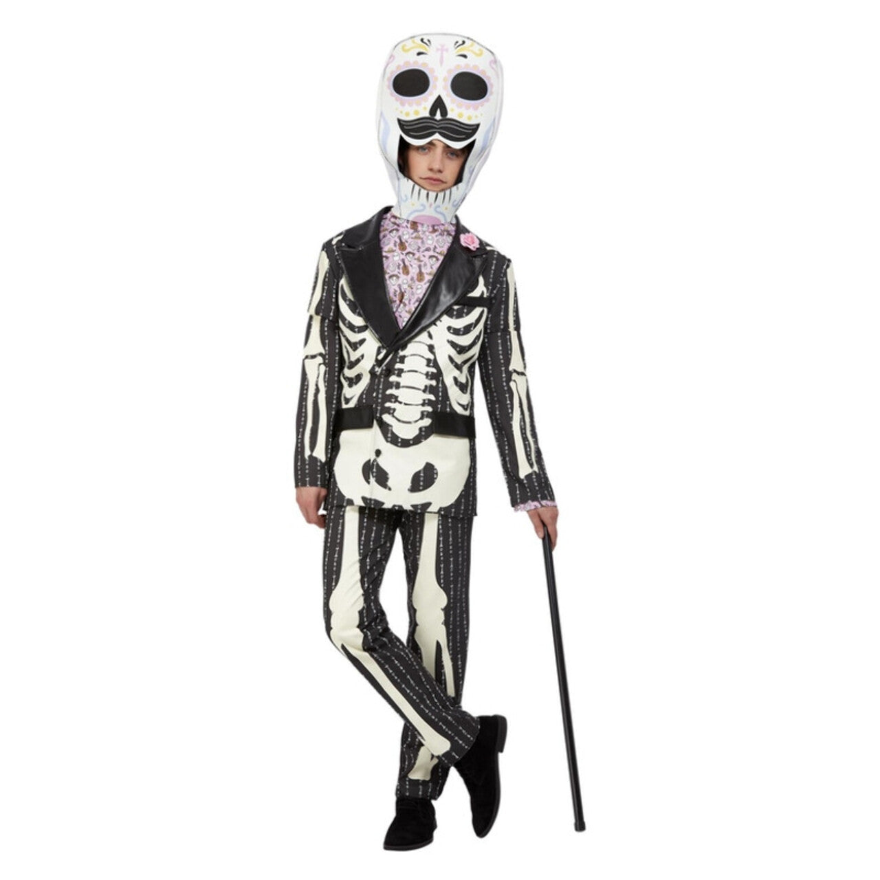 Op deze afbeelding zie je een Kostuums, van het merk Smiffy's. Uitvergrote Dia De Los Muertos Man Kostuum