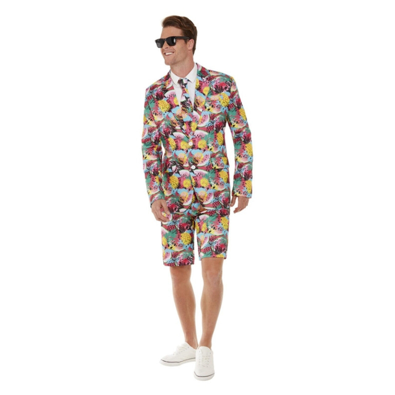 Op deze afbeelding zie je een Kostuums, van het merk Smiffy's. Fruitig Watermeloen Ananas Pak Met Shorts Man