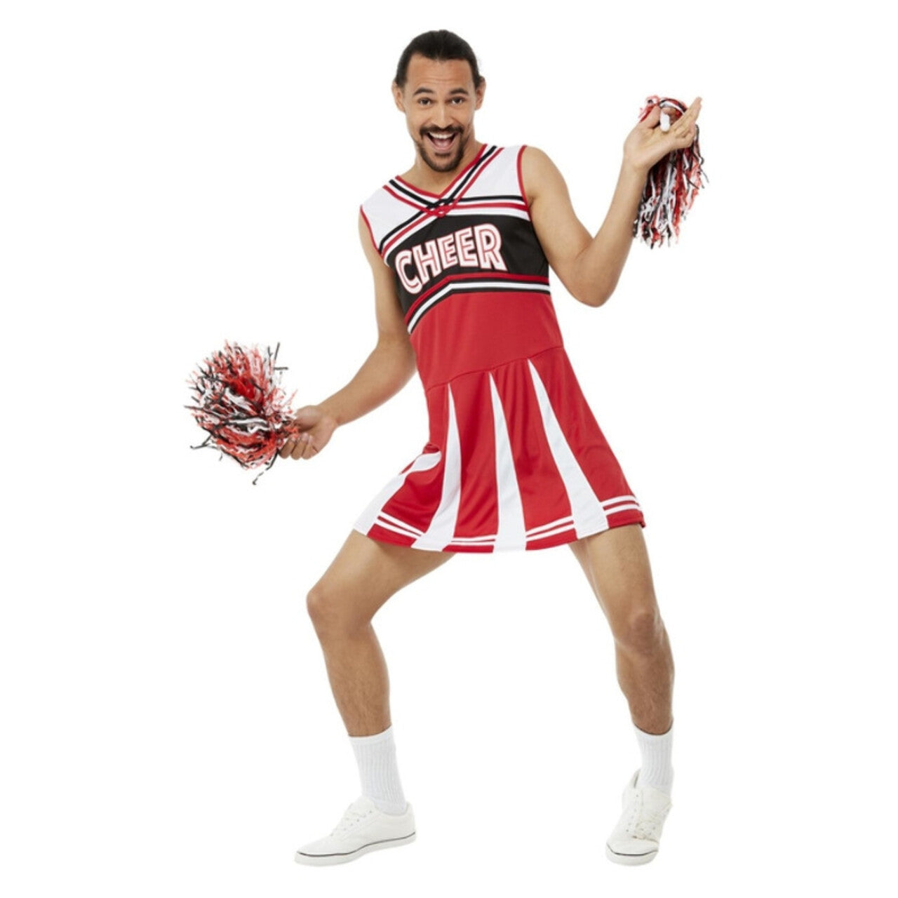 Op deze afbeelding zie je een Kostuums, van het merk Smiffy's. Travestiet Cheerleader Kostuum Man