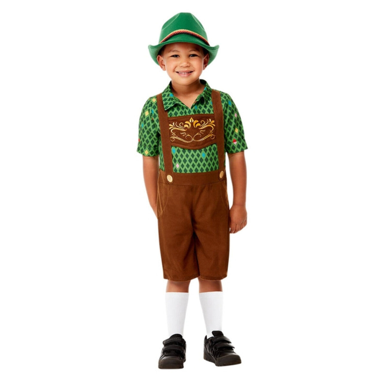 Op deze afbeelding zie je een Kostuums, van het merk Smiffy's. Sprookjes Hansel Lederhosen Jongen Kostuum
