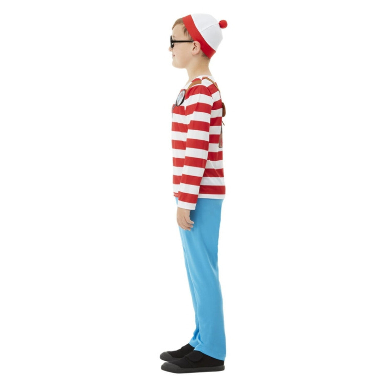 Op deze afbeelding zie je een Kostuums, van het merk Smiffy's. Waar Is Wally Verstopt Jongen Kostuum