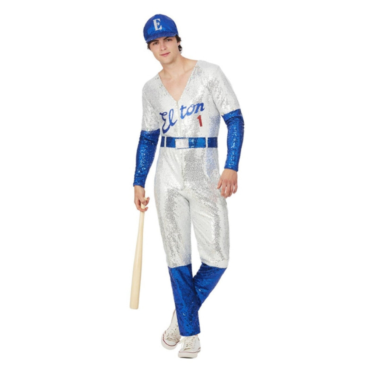 Op deze afbeelding zie je een Kostuums, van het merk Smiffy's. Elton John Glitter En Glamour Baseball Man Kostuum