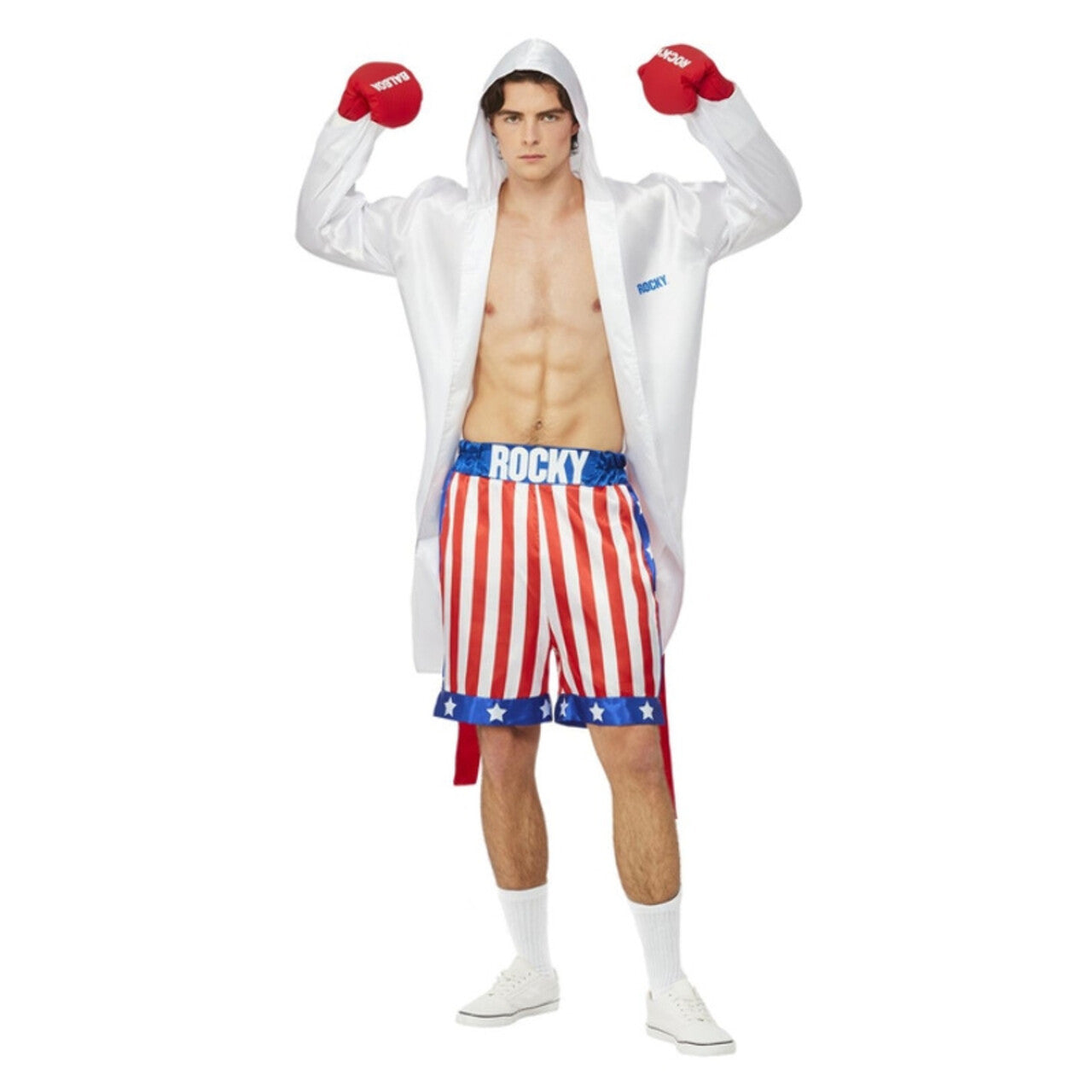Op deze afbeelding zie je een Kostuums, van het merk Smiffy's. Legendarische Bokslegende Rocky Balboa Man Kostuum