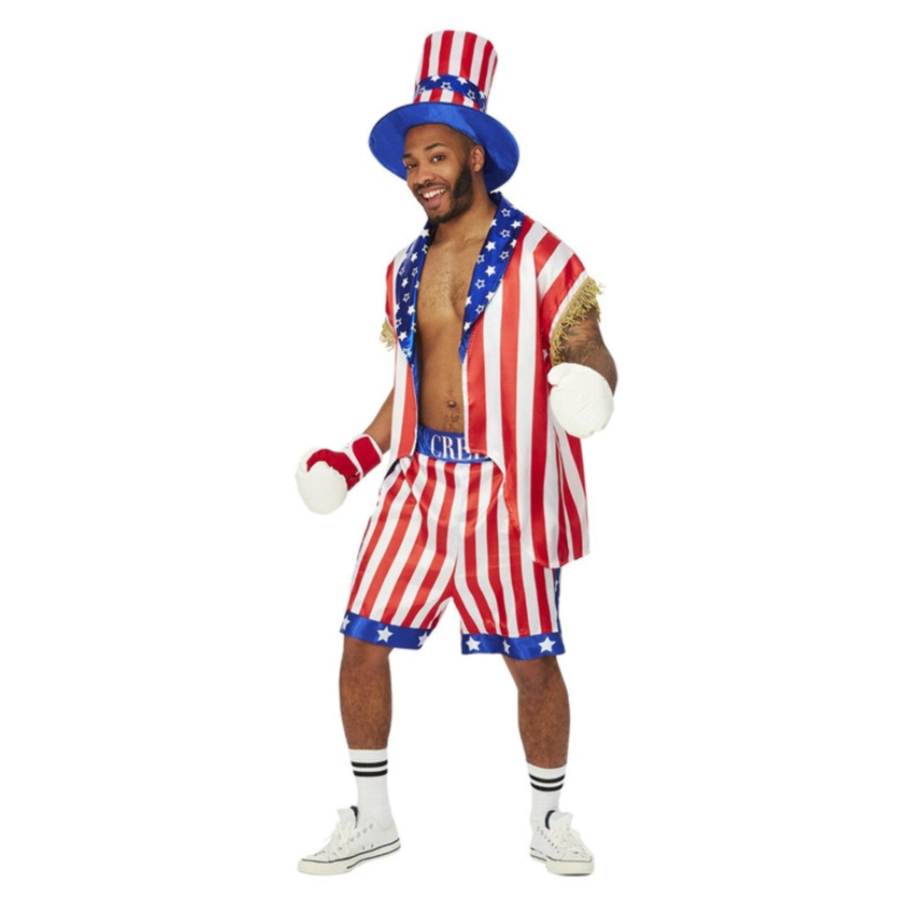 Op deze afbeelding zie je een Kostuums, van het merk Smiffy's. Zwaargewicht Boks Kampioen Apollo Creed Man Kostuum