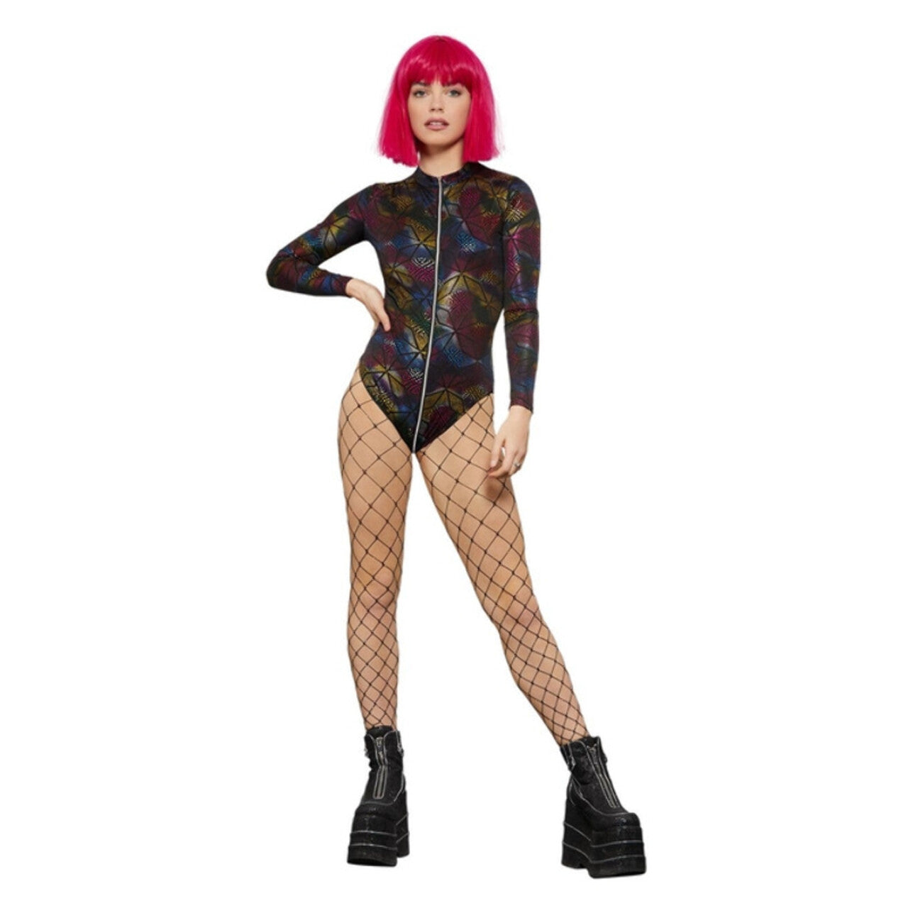 Op deze afbeelding zie je een Kostuums, van het merk Smiffy's. Miss Regenboog Disco Move Vrouw Kostuum