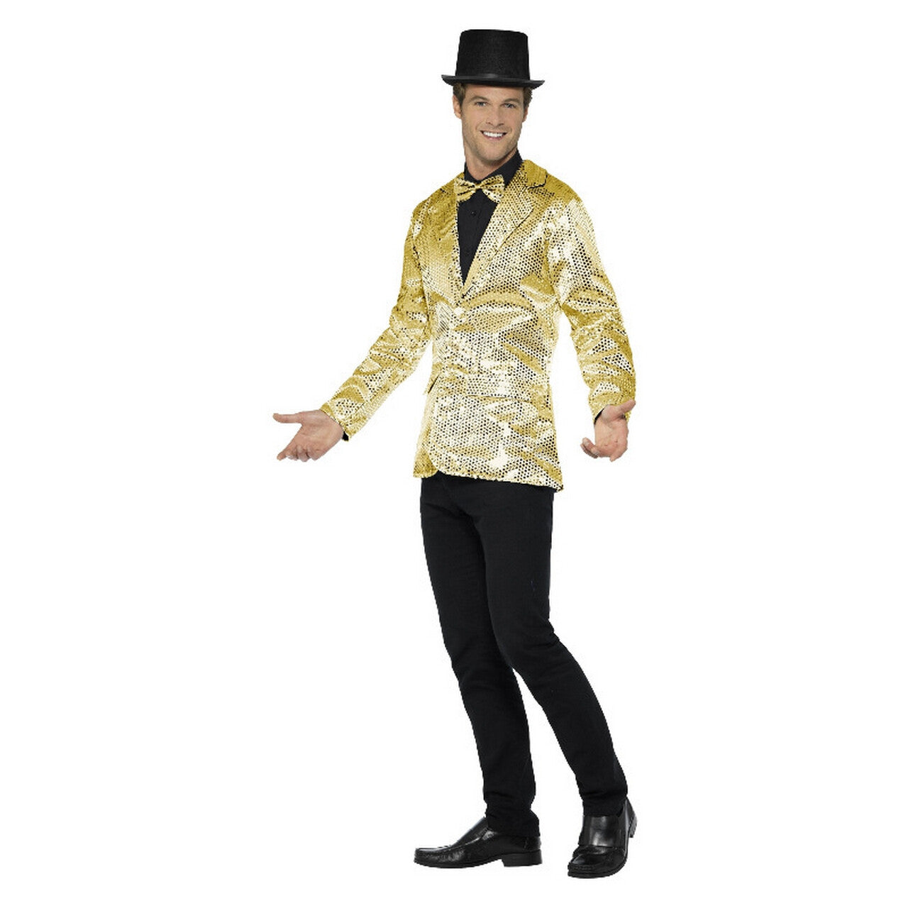 Op deze afbeelding zie je een Kostuums, van het merk Smiffy's. Showmaster Goldstrike Pailletten Man