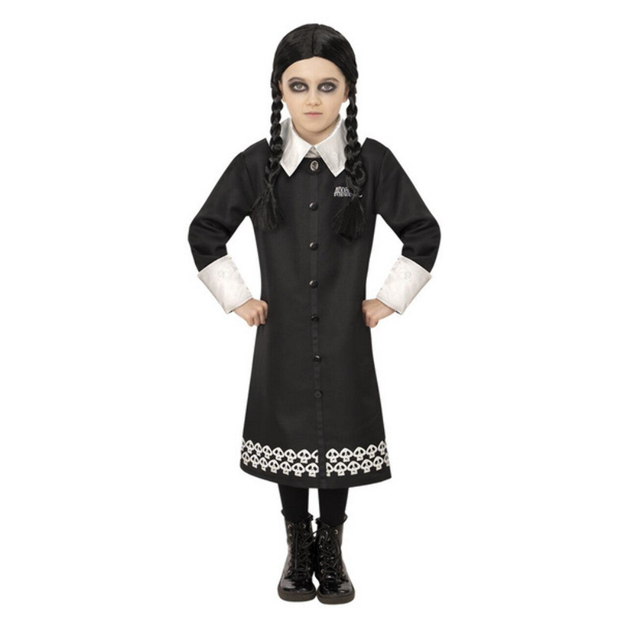 Op deze afbeelding zie je een Kostuums, van het merk Smiffy's. Addams Family Wednesday Spook Kind Meisje Kostuum
