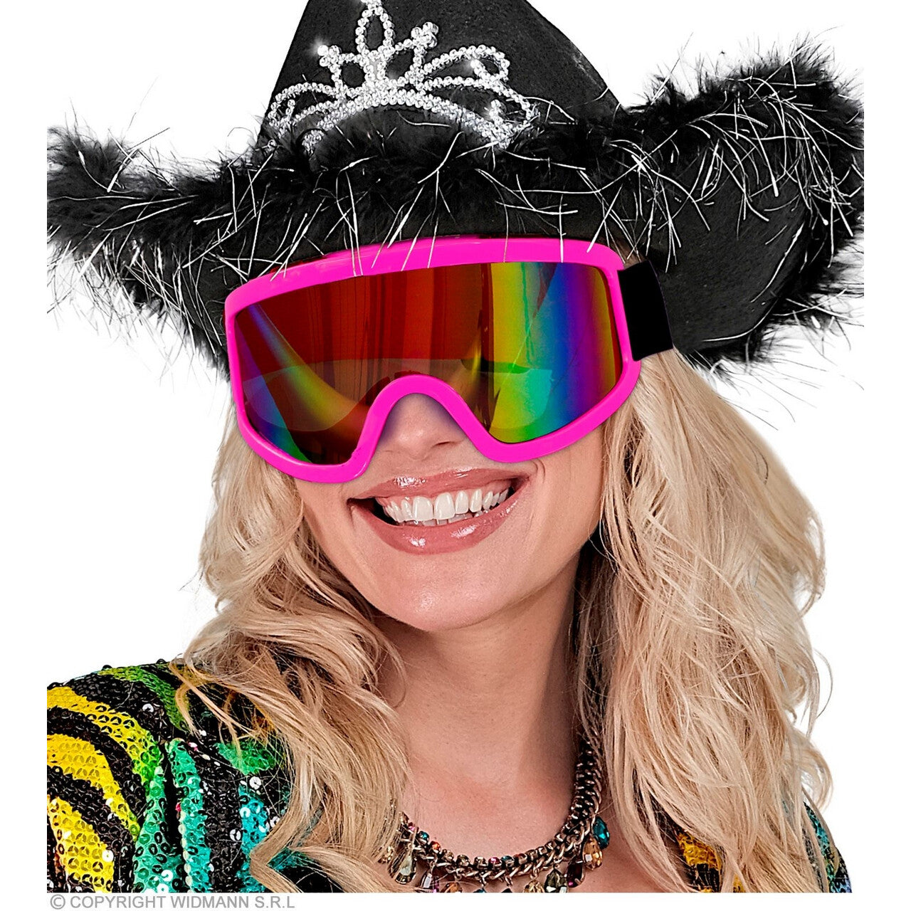 Op deze afbeelding zie je een Accessoires, van het merk Widmann. Ski-Bril 80s Neon Roze