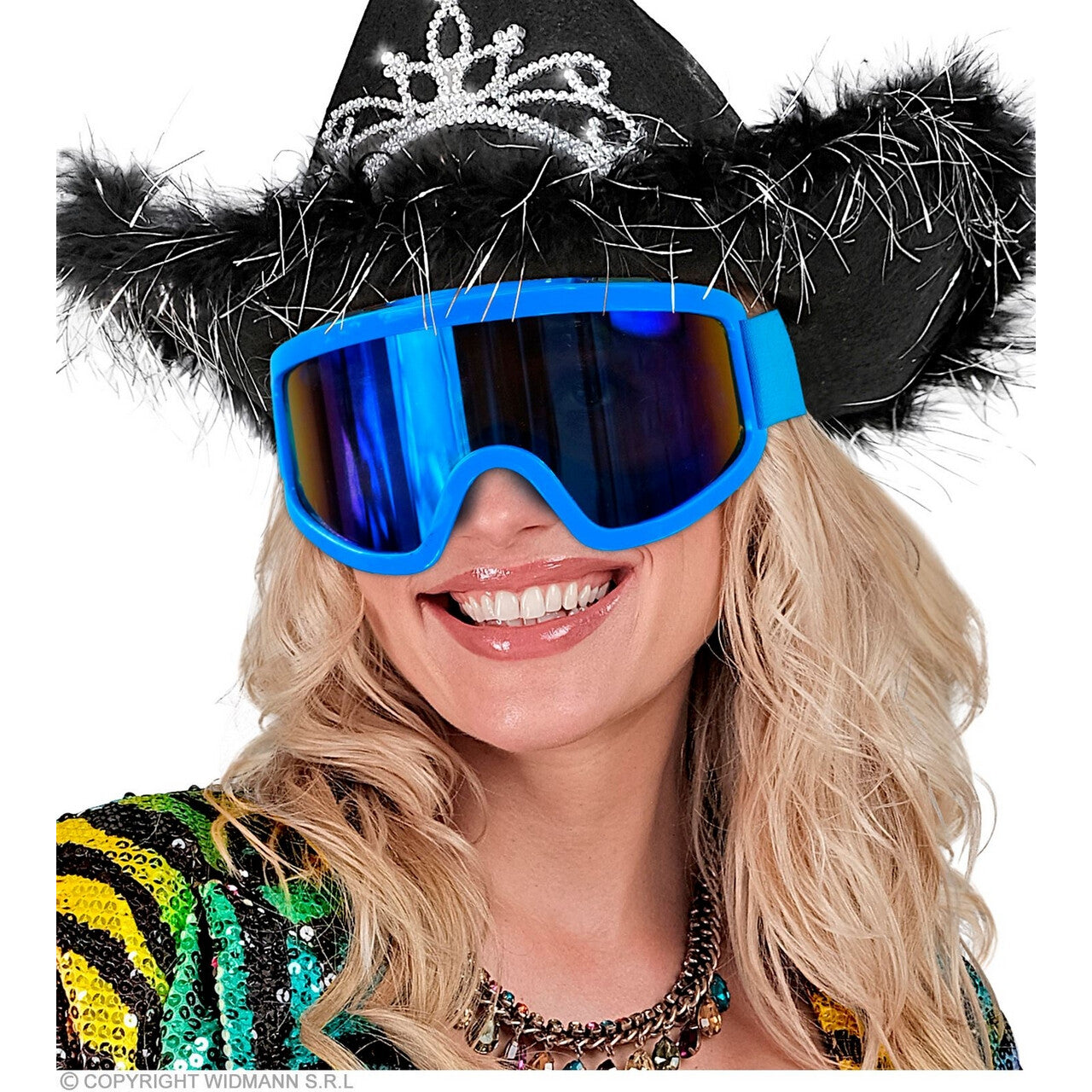 Op deze afbeelding zie je een Accessoires, van het merk Widmann. Ski-Bril 80s Blauw