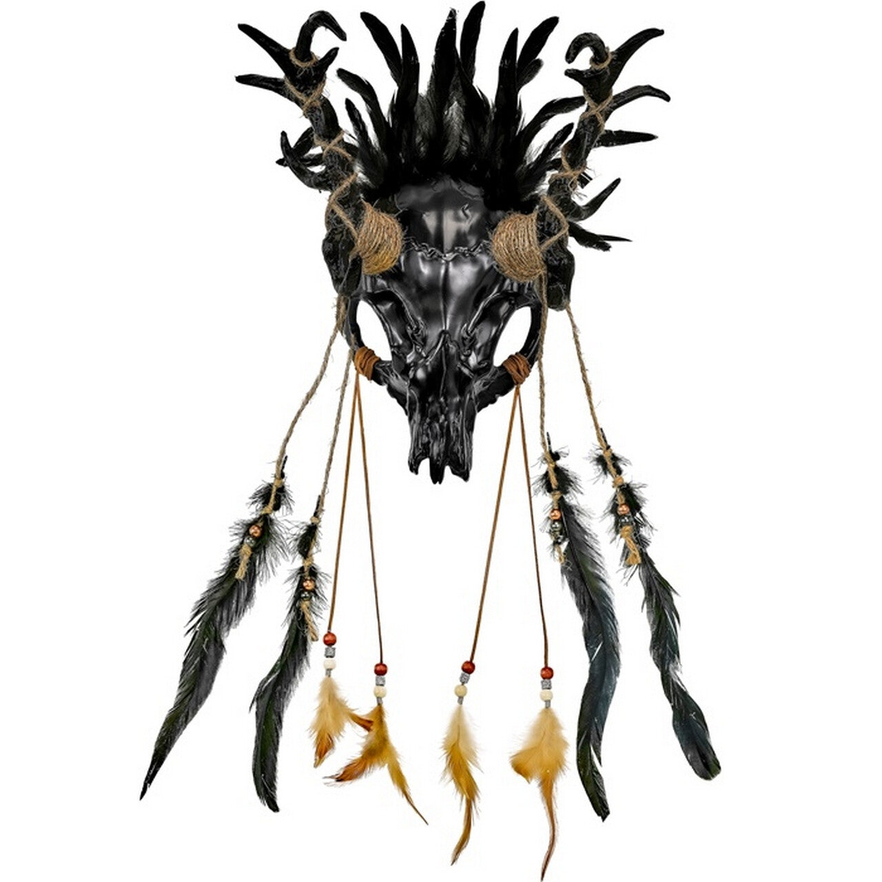 Op deze afbeelding zie je een Accessoires, van het merk Widmann. Masker Voodoo Priester Stier Met Veren