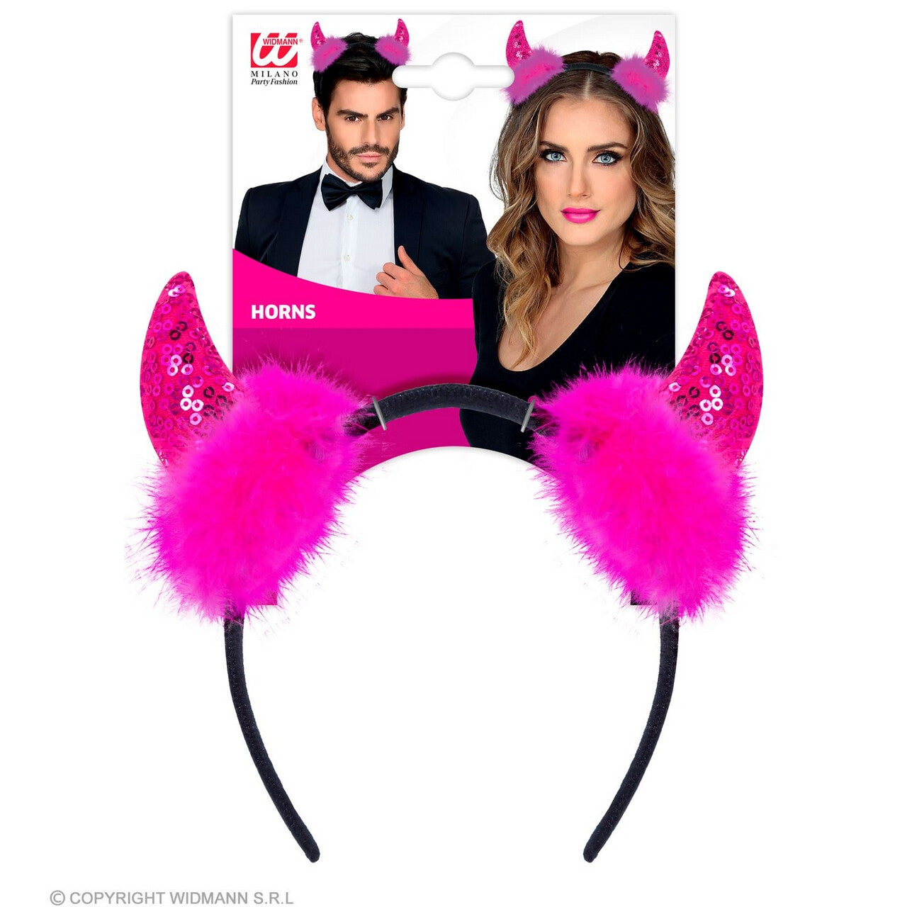 Op deze afbeelding zie je een Accessoires, van het merk Widmann. Sweet Devil Haarband Pailletten Roze