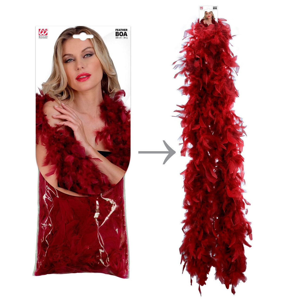Op deze afbeelding zie je een Accessoires, van het merk Widmann. Boa Bordeaux Rood 180 Centimeter 50 Gram