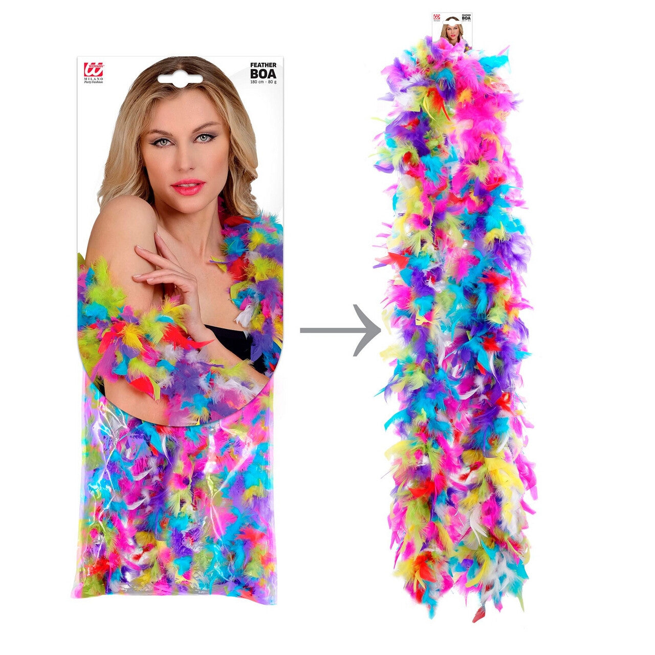 Op deze afbeelding zie je een Accessoires, van het merk Widmann. Boa Confetti Festijn 180 Centimeter 50 Gram