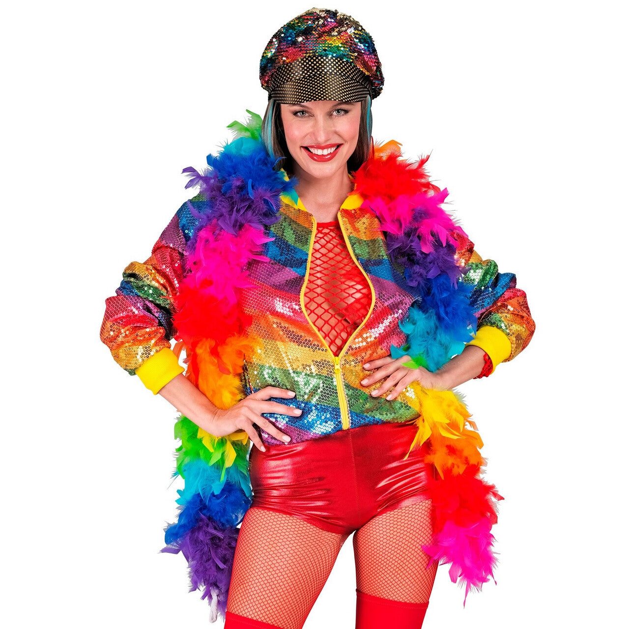 Op deze afbeelding zie je een Accessoires, van het merk Widmann. Boa Rainbow 180 Centimeter 50 Gram
